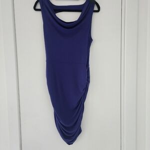 Sleek Violet Midi Dress – Curve-Enhancing